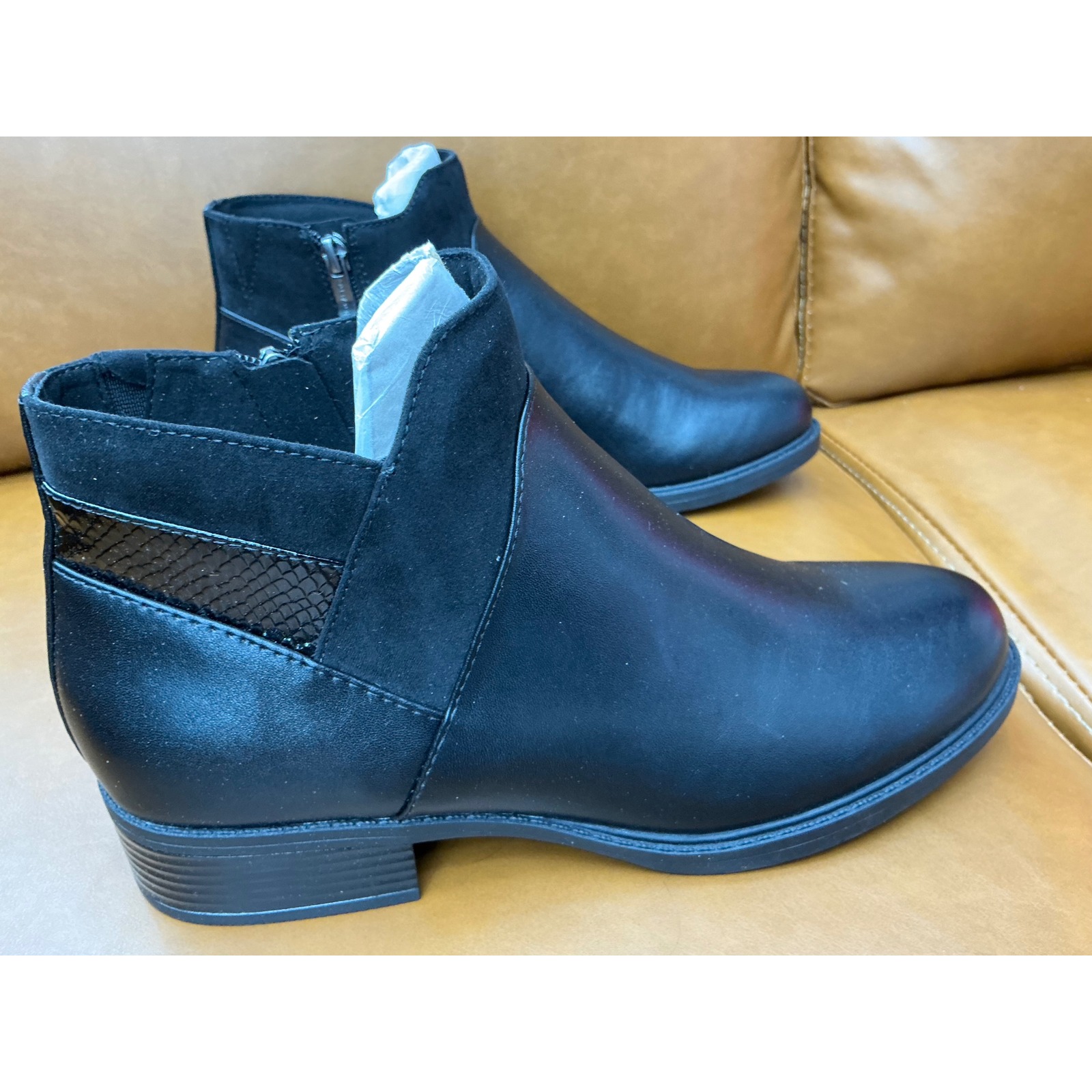 Easy Spirit Lilma Ankle Boots Womens 8.5 Black New Side Zip Low Heel Comfort